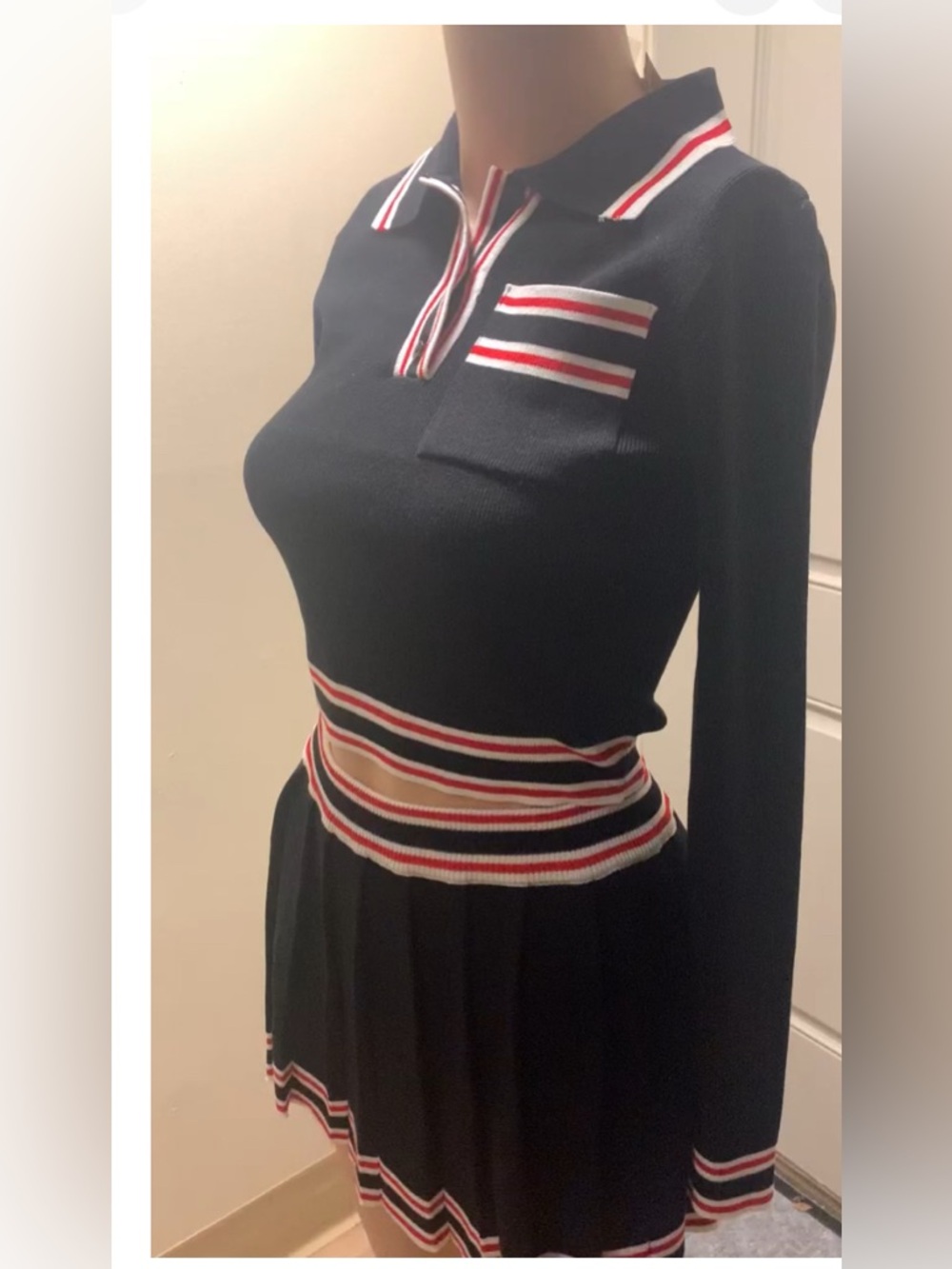 Black Striped Two-Piece Outfit